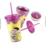 Copo Magali com tampa e canudo